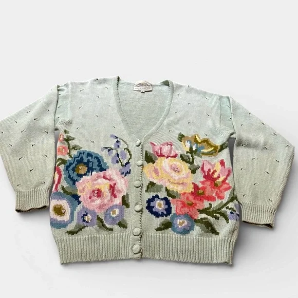 Vintage Susan Bristol Pastel Floral Cardigan - Picture 1 of 10